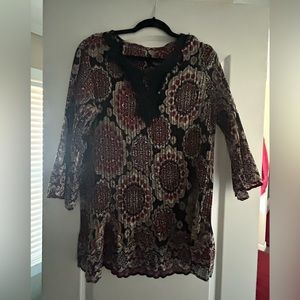 Paisley accordion style pleats top